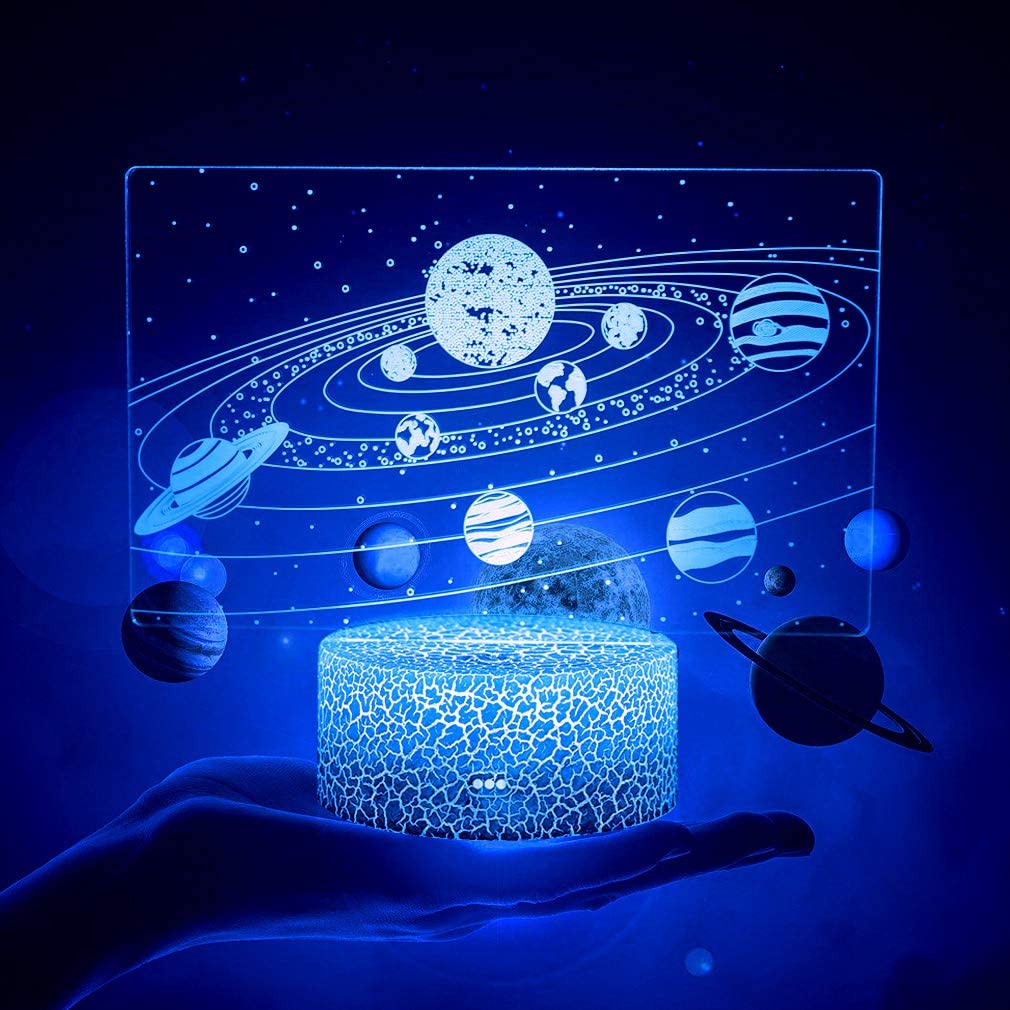 Hoofun Solar System 3D Night Light,Universe Space Illusion Lamp,16 Colours Changing LED Night Light for Kids Children's Room Decor on Birthdays or Holidays Gift - Image 3