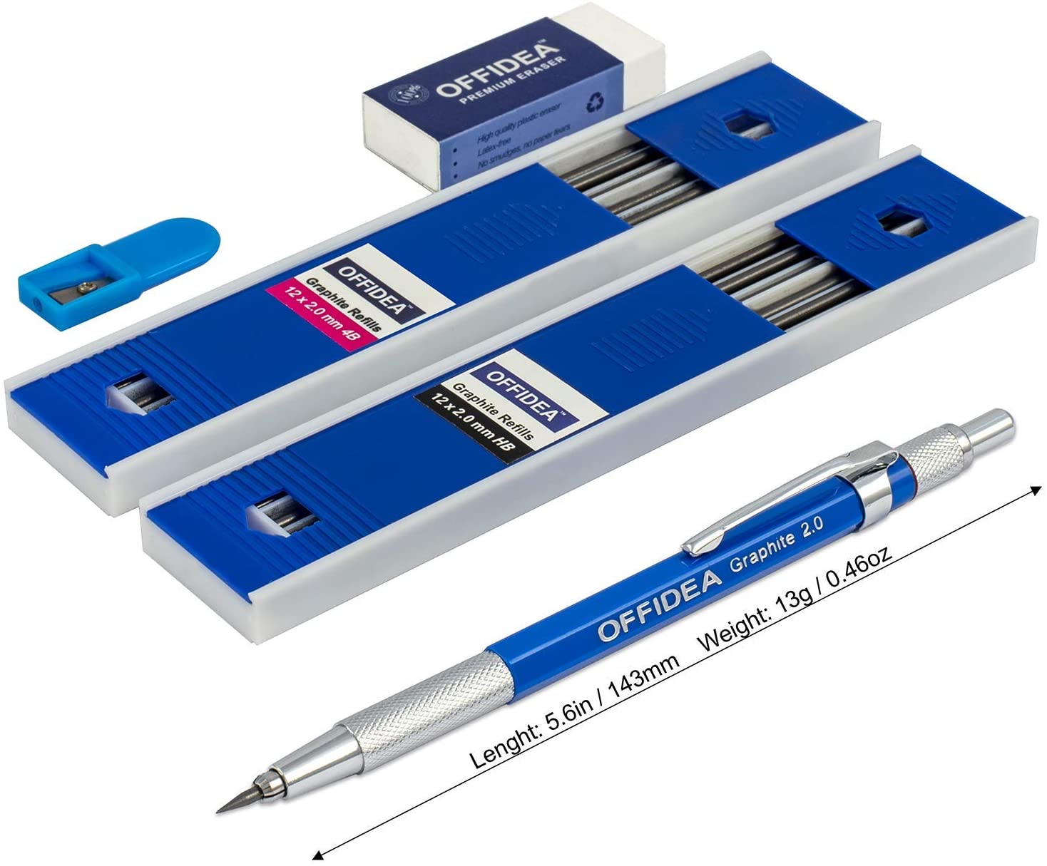 2mm Lead Holder Set Professional Mechanical Drafting Pencil 12xHB