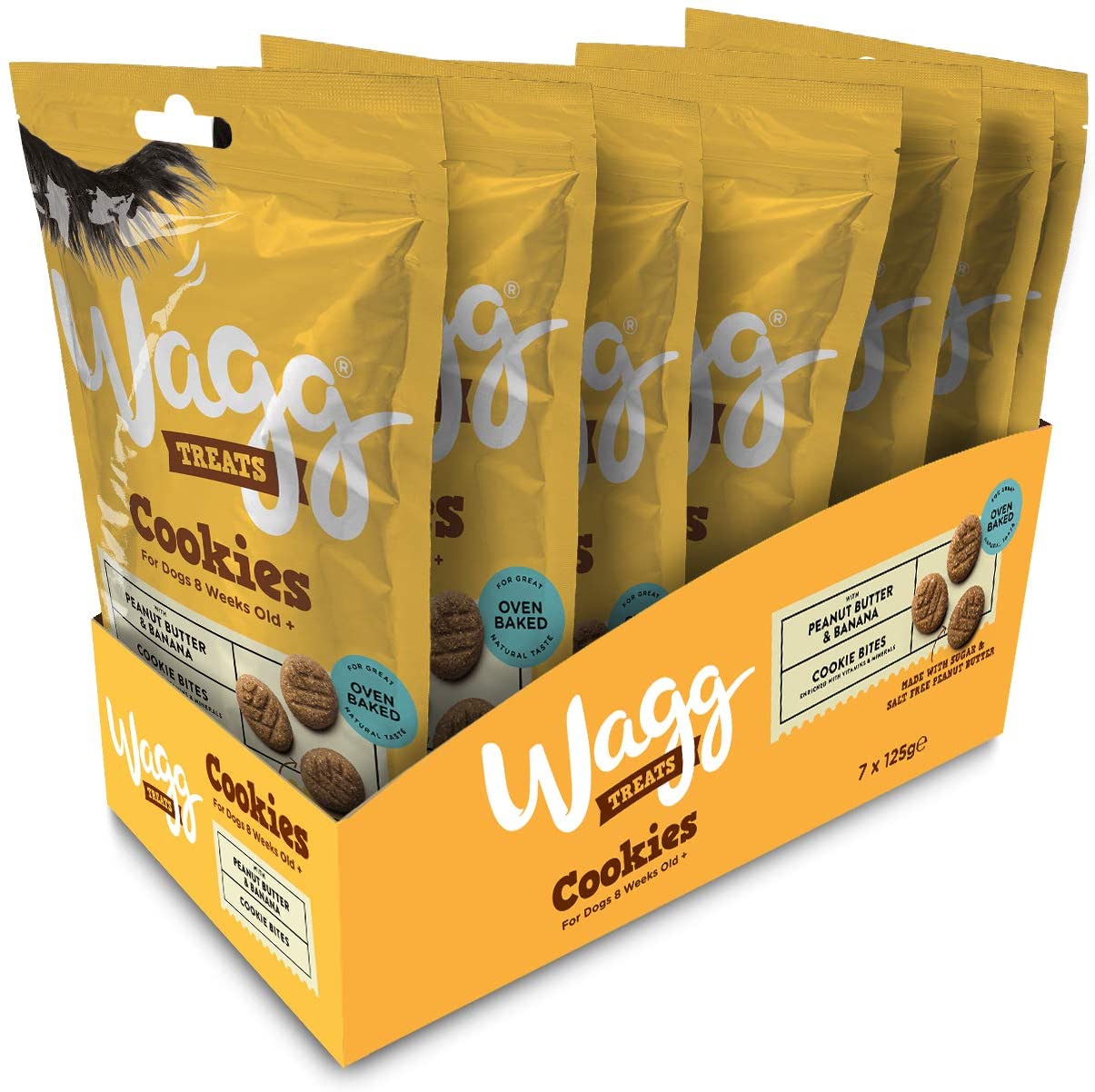 Wagg Cookie Bites Peanut Butter & Banana Dog Treats 125g (Pack of 7) - Oven Baked, Brown, 125 g (Pack of 1) - Image 4