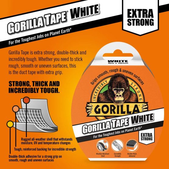 Gorilla 3044600 Tape Duct Tape White 48mm x 27m - Image 2