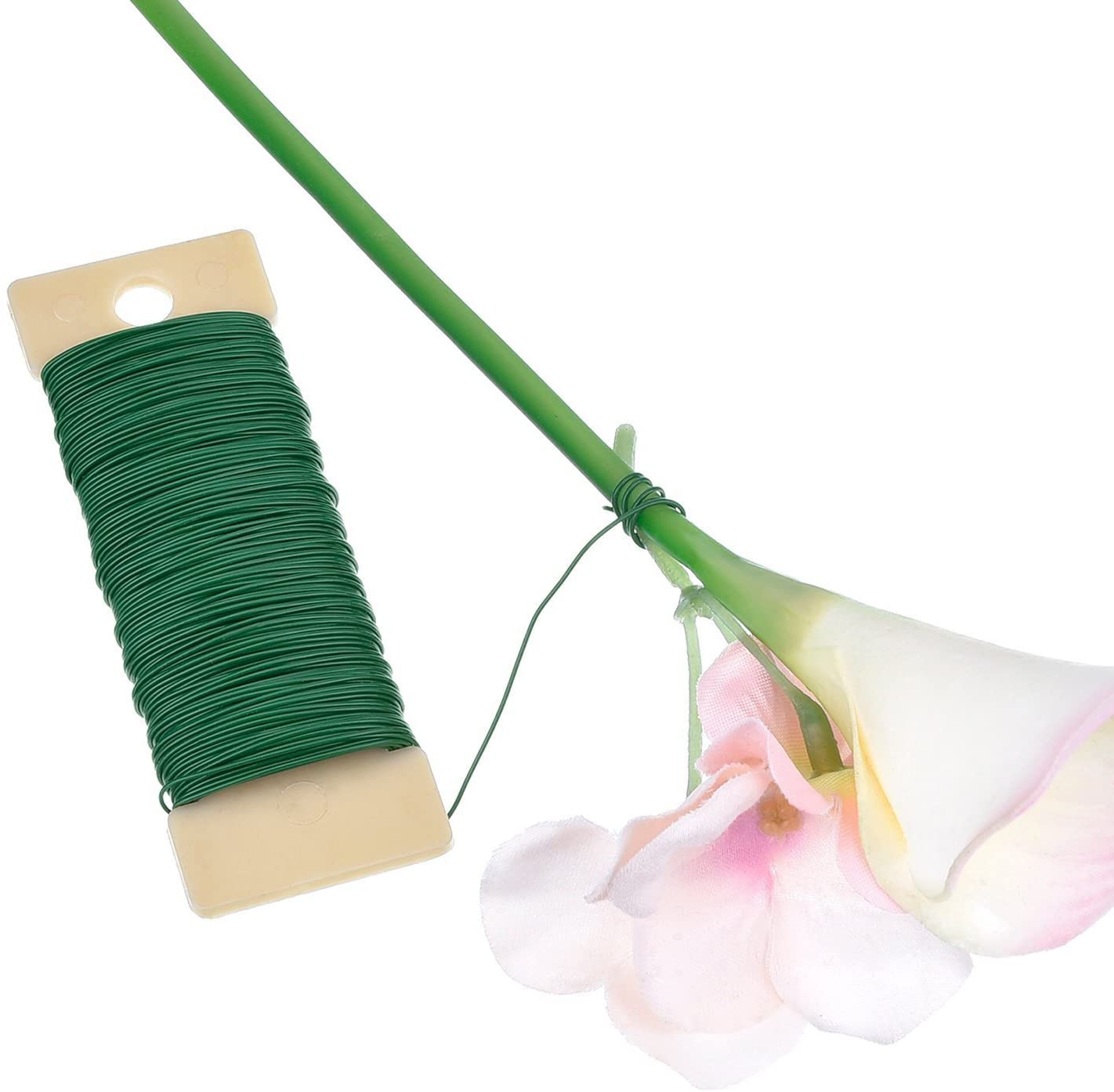 Floral Arrangement Tool Kit Floral Tape Stem Wrap 1/2 Inch by 30 Yards, 22 Gauge Green Paddle Wire and 4 1/2 Inch Wire Cutter - Image 4