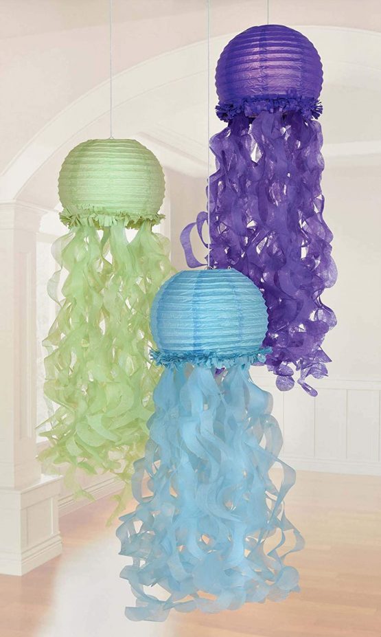 Amscan 242193 - Mermaid Wishes Party Jellyfish Hanging Lanterns - 3 Pack