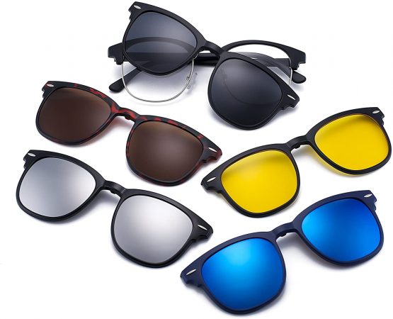 Magnetic 5 Pcs Polarized Clip-on Sunglasses Plastic Frame for Night Driving - Image 2