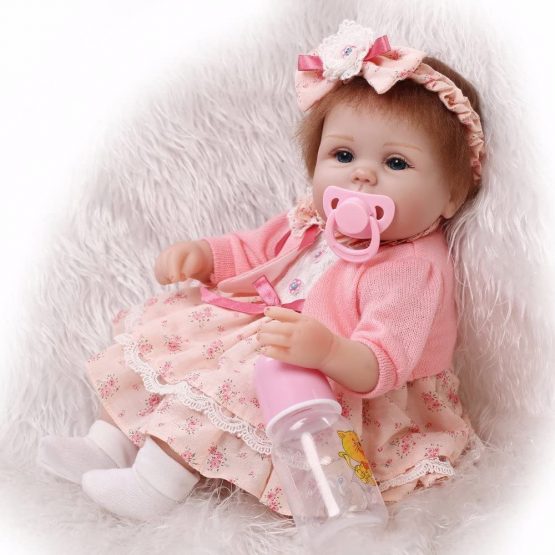 Pinky Lovely Soft Silicone Vinyl 17" 43cm Baby Doll Real Life Like Reborn Realistic Newborn Nurturing Dolls Toy Magnet Pacifier Xmas Gift - Image 2