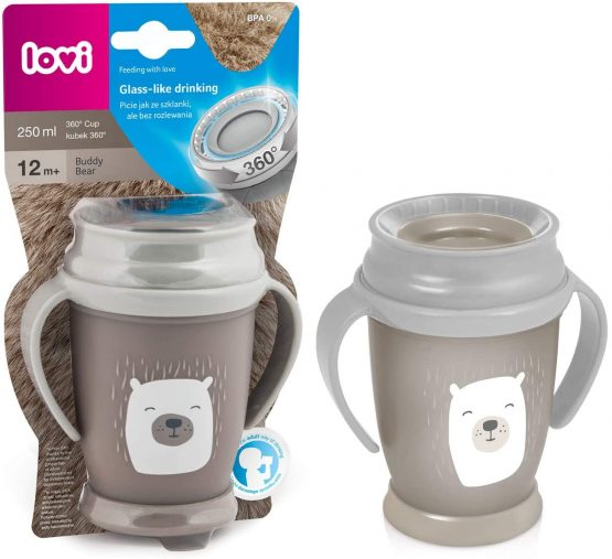 LOVI 360 Degree Toddler Trainer Sippy Cup | 9m+ | 210 ml | BPA Free | SteriTouch Antibacterial Protection | Profiled Handles | Innovative Sealing System | Easy to Clean | Buddy Bear Mini - Image 2