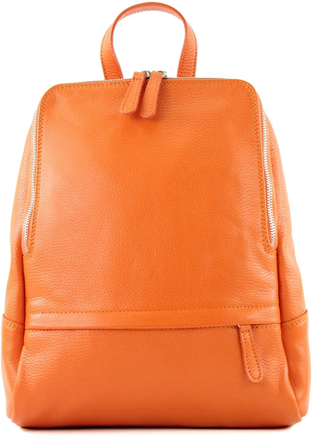 modamoda de - ital. Leather Backpack Ladies Backpack Rucksack Bag Citybag Leather T138, Colour:orange - Image 2