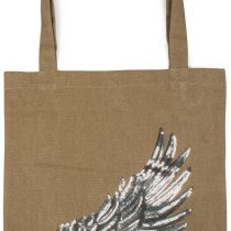 styleBREAKER Shopping Bag with Sequin Wing Applique, Tote Bag, Canvas, Fabric Bag. Bag, Unisex 02012213, Color:Olive