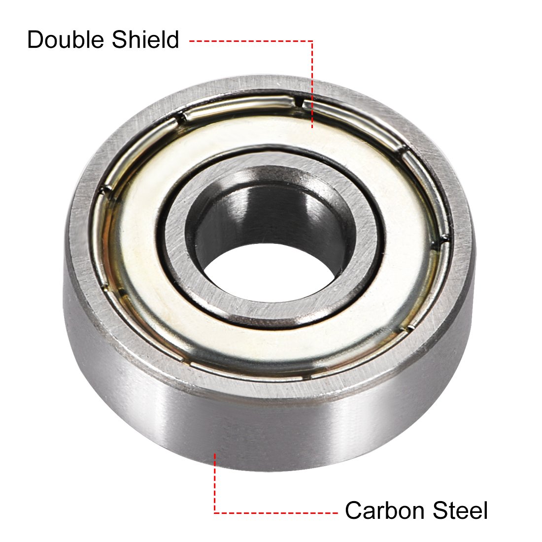sourcing map 608ZZ Deep Groove Ball Bearing Double Shield 8mm x 22mm x 7mm High Carbon Steel Z1 Bearings 2pcs - Image 2