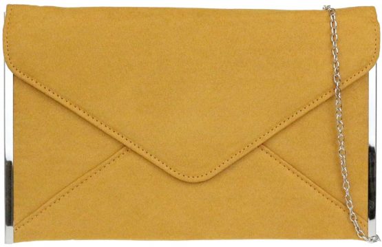 Girly HandBags Elegant Faux Suede Clutch Bag Envelope Plain Design Sides Frame Wedding Prom