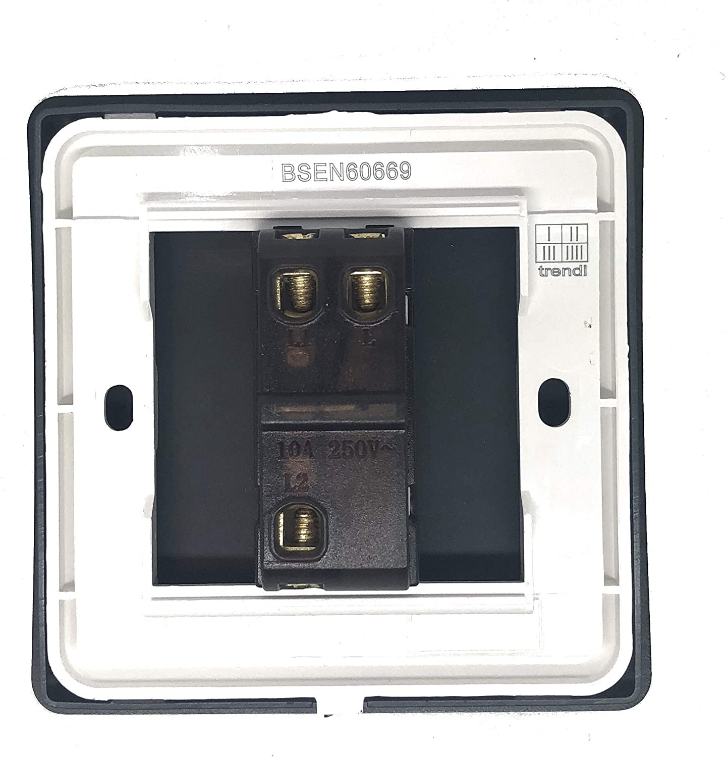 Trendi Switch 1 Gang 2 Way 10 Amp Rocker Chrome Light Switch in Glossy White, Gloss White - Image 3