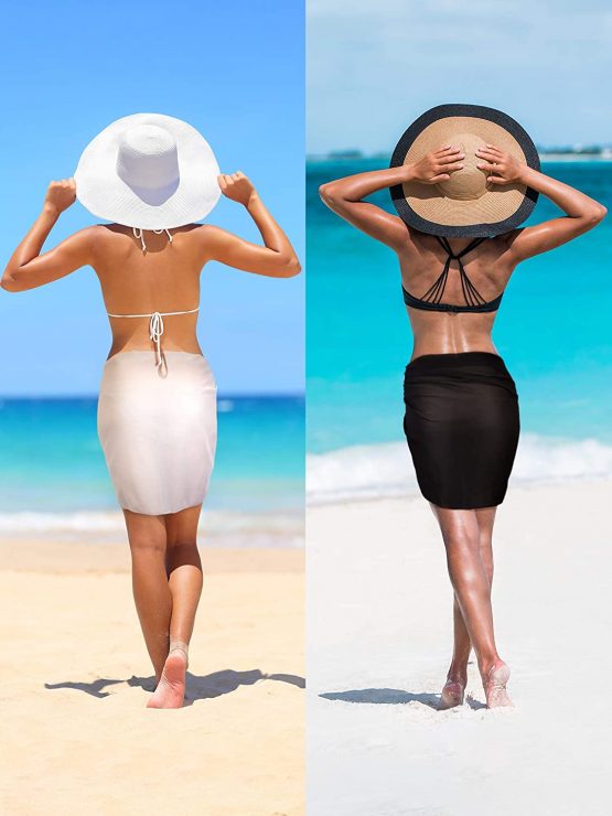 2 Pieces Women Beach Wrap Sarong Cover Up Chiffon Swimsuit Wrap Skirts - Image 2