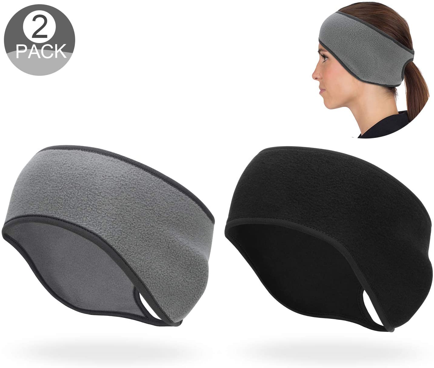 Oumers Fleece Ponytail Headband(2pcs)