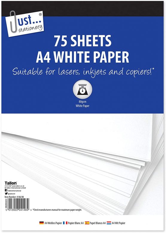 Just Stationery 75 Sheet A4 White Copy Paper, 4146
