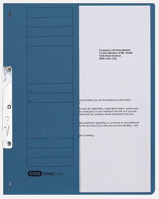 Elba 22451BL Attachable File Commercial Binding 250 g/sq. m Manila Cardboard for 200 DIN A4 Sheets, Half Front Cover, 50 Pieces, Blue Single Clip File with Commercial Binding Blue - Image 4