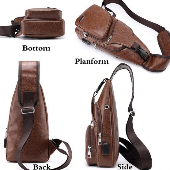 Rullar Waterproof Leather Sling Bags Chest Shoulder Crossbody Messenger Business Travel Hiking School Multipurpose Daypack Purse Backpack for Mens Womens - Image 4