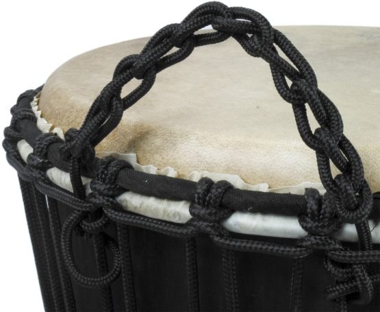 World Rhythm 11” Djembe Drum –Wooden Mahogany African Hand Drum – Swirl Black - Image 4