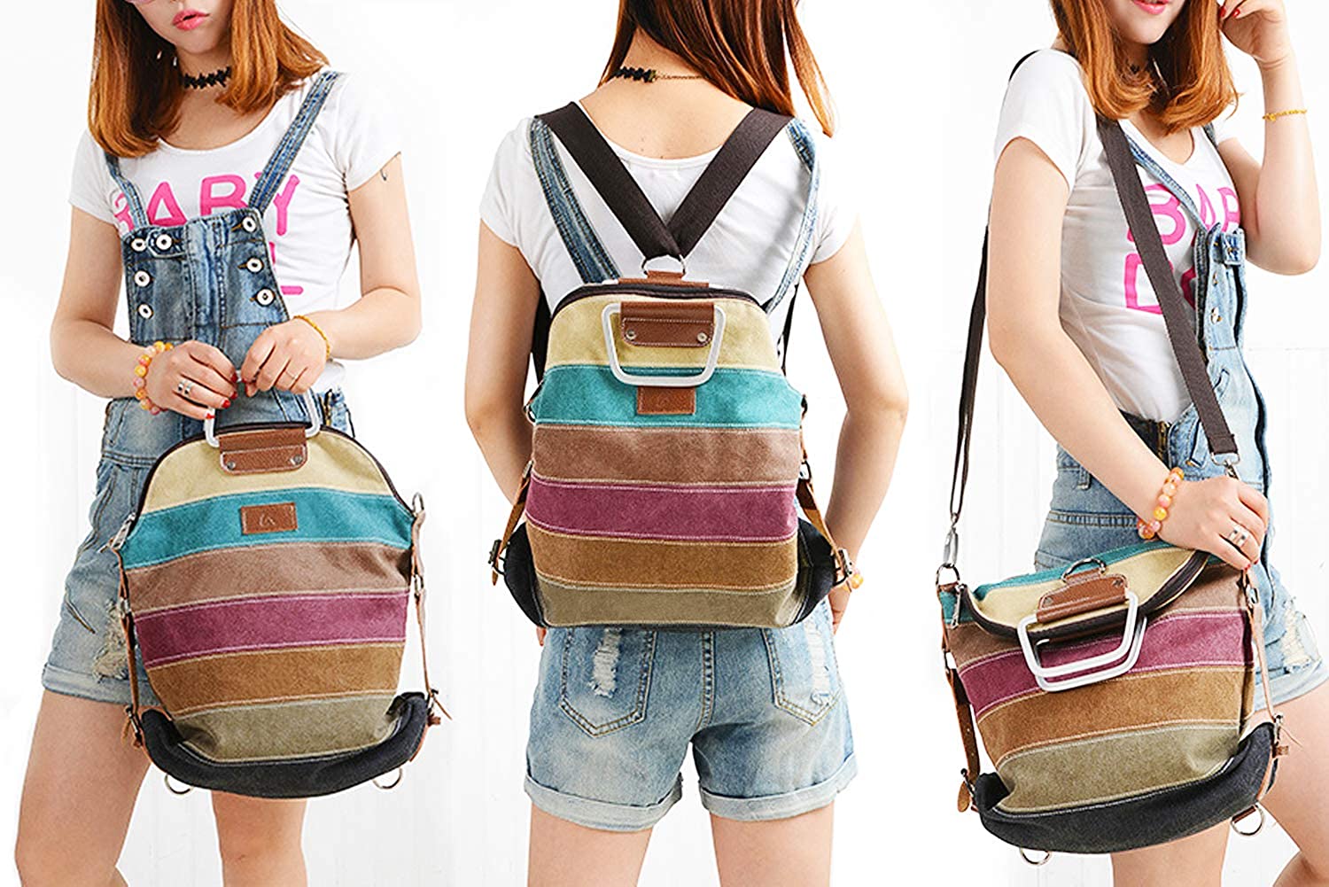 SNUG STAR Multi-Color Striped Canvas Handbag Cross Body Should Purse Bag Tote-Handbag for Women (Multi Color-02) - Image 2