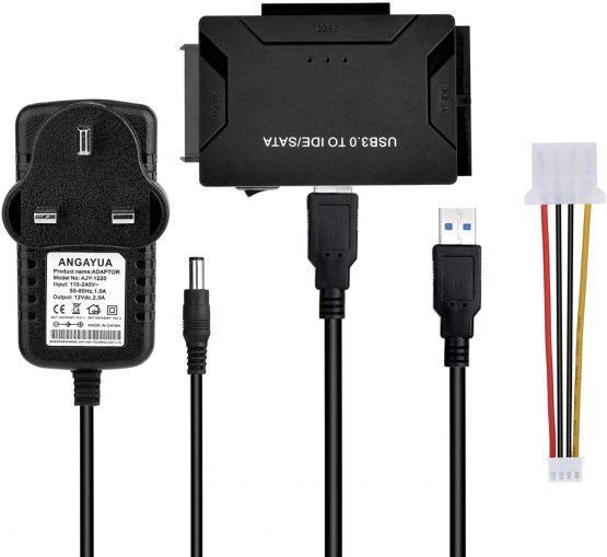 AGPTEK USB 3.0 to IDE/SATA Converter, Hard Drive Adapter with Power Switch for 2.5"/3.5" SATA/IDE SSD Hard Drive Disks & 5.25" CD/DVD Drives, Support 2TB, Include 12V 2A Power Adapter & USB 3.0 Cable - Image 2