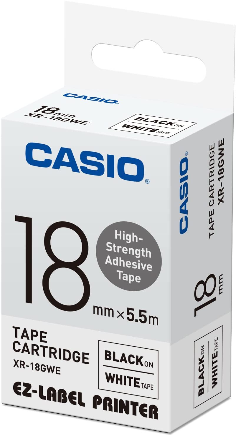 Casio XR-18GWE Professional Labelling Tape Black on White, Noire sur Blanc - Image 2