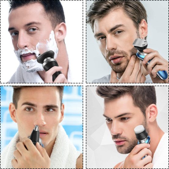 Hatteker Electric Shaver for Men Rotary Shaver Electric Razor Beard Trimmer Nose Hair Trimmer Cordless Wet Dry Face Brush 4 in 1 - Image 3