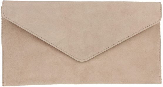 Girly Handbags Italian Suede Leather Envelope Clutch Bag