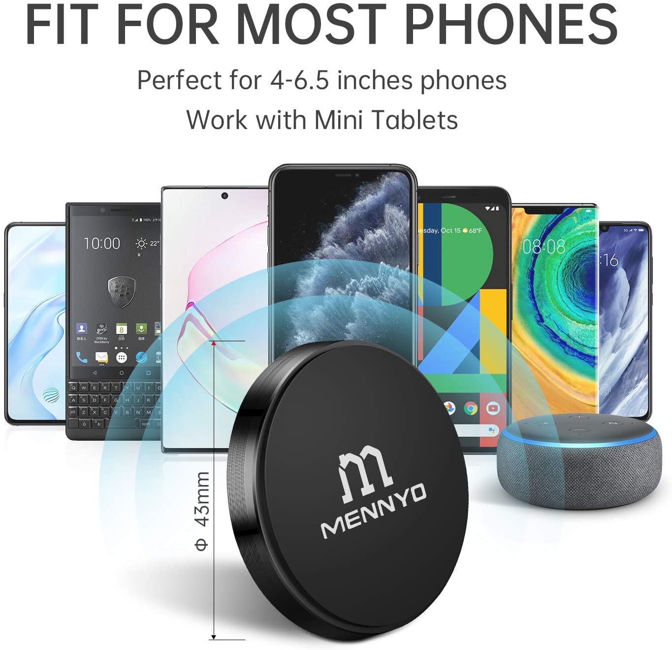 MENNYO Magnetic Phone Holder, Car Magnet Mount with Metal Plate Stick on Dashboard, 1 pack, 4.4cm*4.4cm*1cm - Image 3