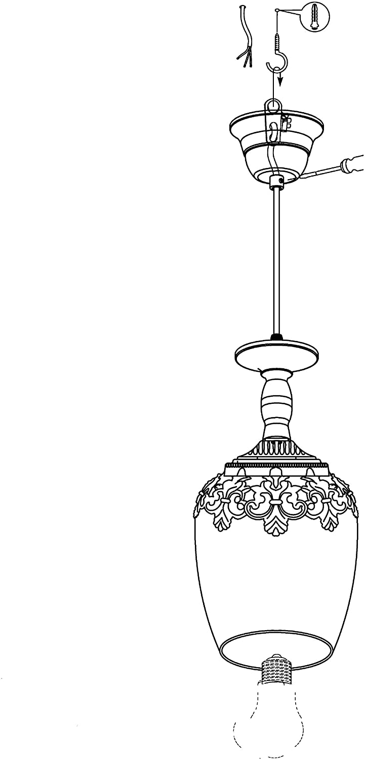 Eglo Pendant Light Sudbury, 1-Light Hanging Lamp Vintage, Retro, Pendant Lamp Made of Steel and Glass in White Patina, Clear - Image 4
