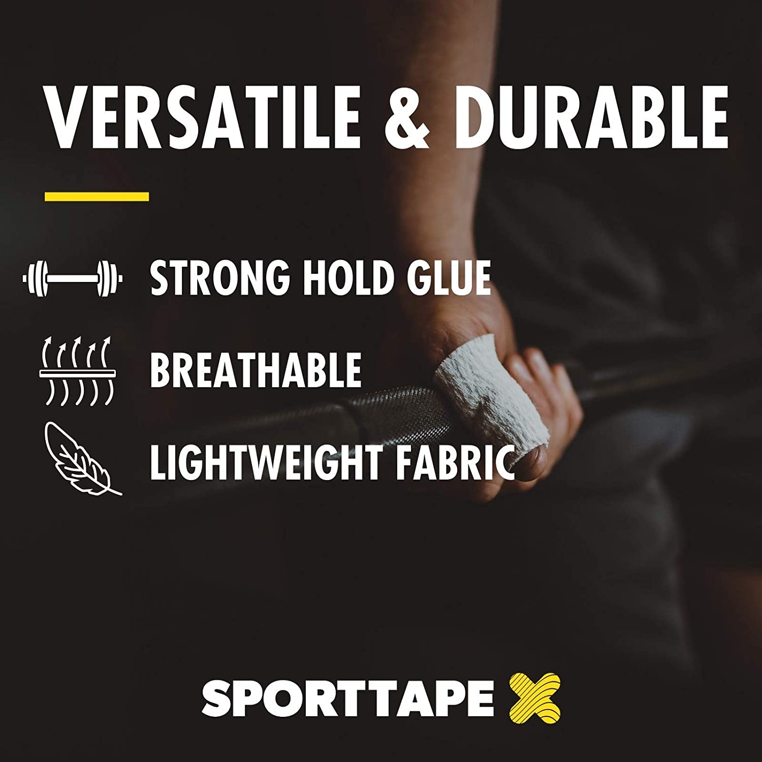 SPORTTAPE Elastic Adhesive Bandage 2.5cm x 4.5m - Tearable EAB for Thumb Hand & Finger Support, White, 2.5x450 cm (Pack of 1) - Image 2