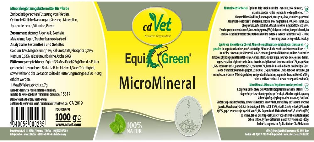 cdVet Naturprodukte EquiGreen MicroMineral 1 kg, Horse, micronutrient supply, vitamin, mineral and trace element donor - Image 2