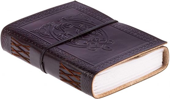 Celtic Serpent Leather Journal | 13.5cm x 18.5cm | Handmade, Fair Trade & Eco Friendly Leather Bound Notebook Alternative for Men and Women - Image 3