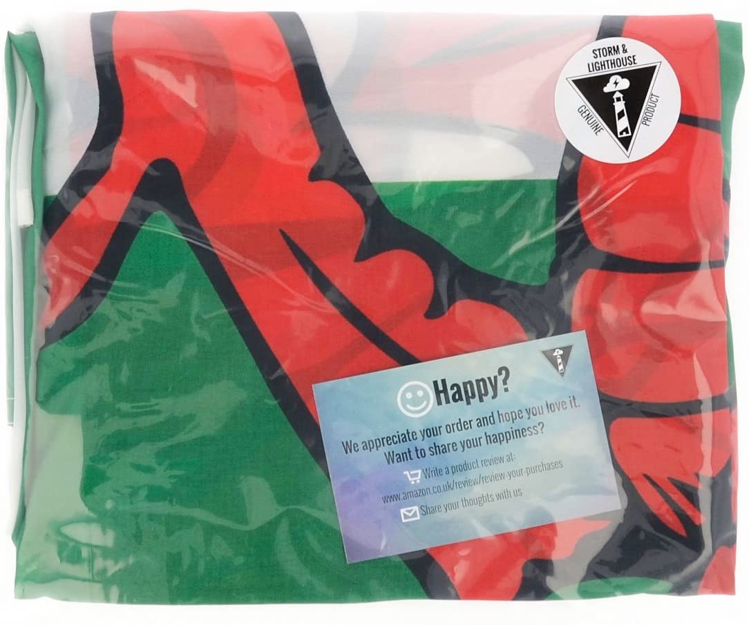 Storm&Lighthouse Welsh Flag Cymru Wales Flag 5ft x 3ft with Eyelets St Davids Day Red Dragon Six Nations UK - Image 2