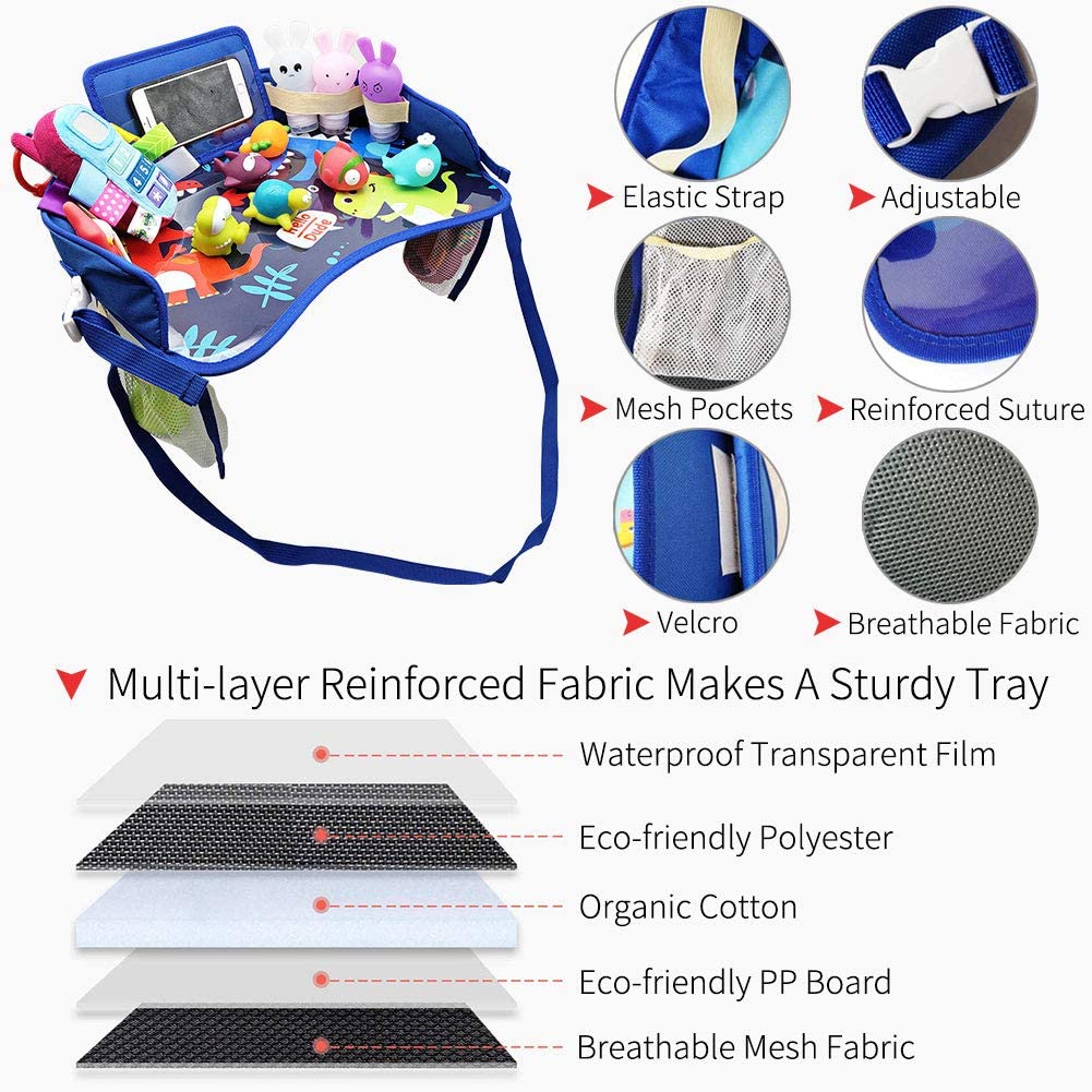 LETTON Kids Travel Tray, Toddler Car Seat Tray Organizer, Kids Lap Tray Play Tray with A Phone Holder, A Road Trip Essential - Image 4