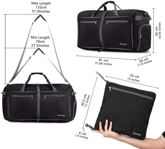 Gonex 100L Packable Travel Duffle Bag, Extra Large Luggage Duffel (Black) - Image 2