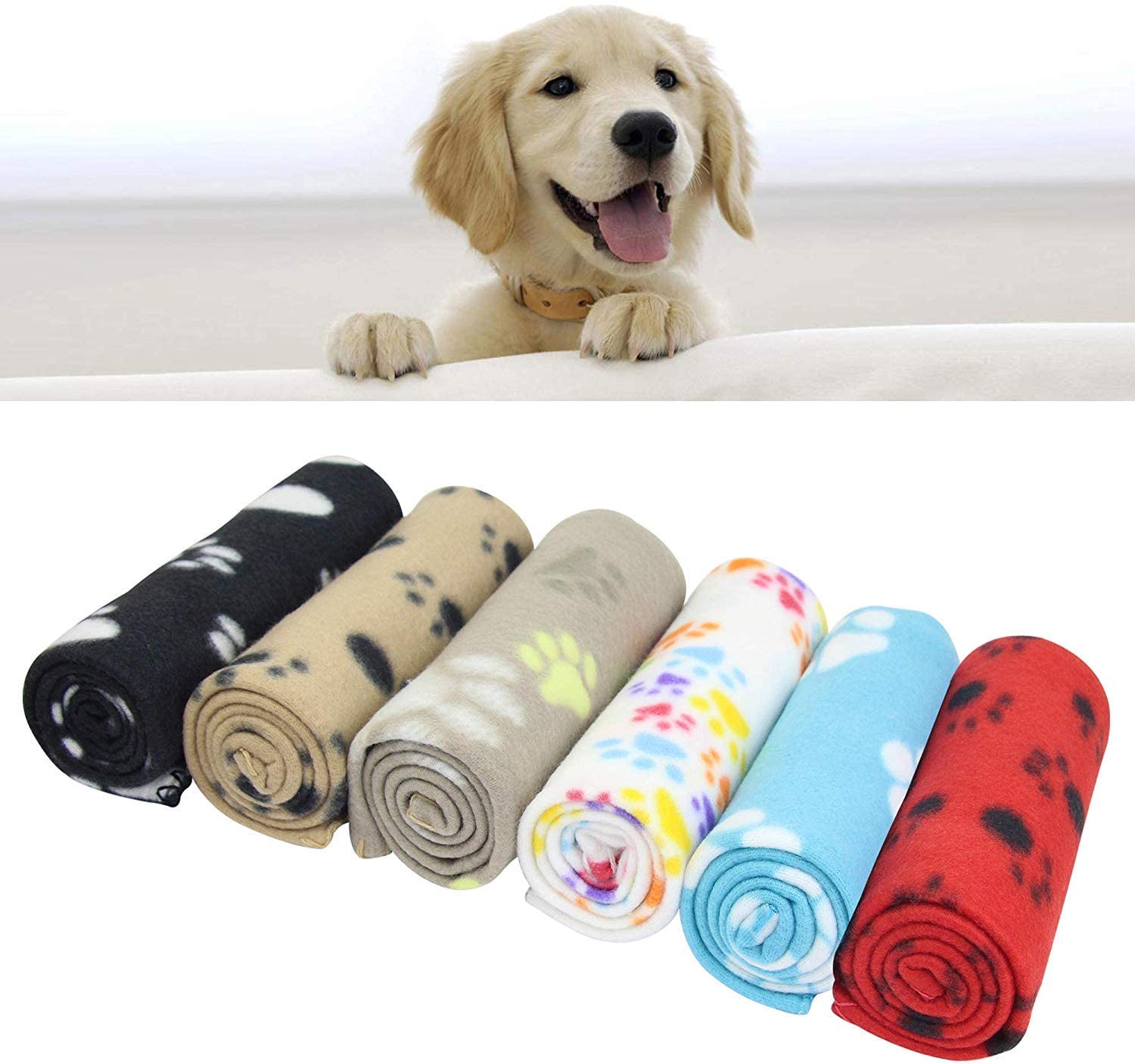 YIQI paw print pet blanket for dog or cat soft finish, heavy duty winter blanket, fleece blanket cosy cat bed - Image 4