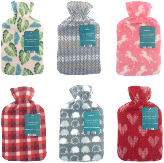 Hot Water Bottle with Soft Fleece Cover