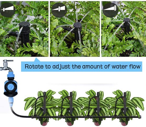 Tesmotor 100pack 360 Degree Adjustable 8 Holes Watering System Micro Flow Drip Irrigation Kit, Water Flow Irrigation Drippers Connector for 4mm/7mm Tube - Image 4