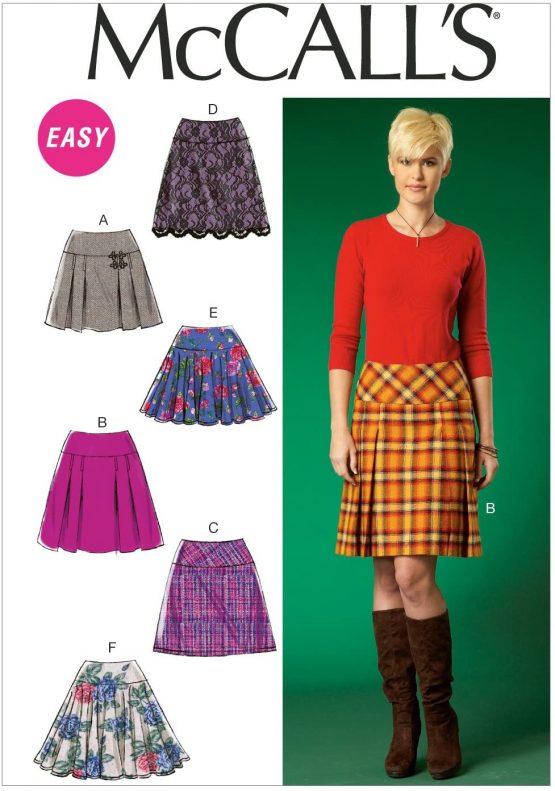 McCall's Patterns MC7022 A5,Misses Skirts,Sizes 6-8-10-12-14, White