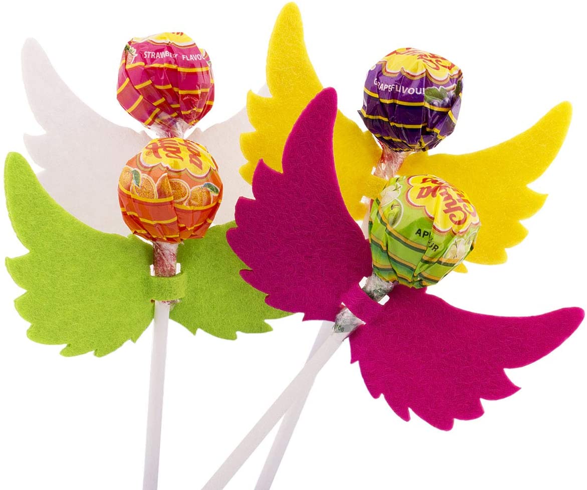 100pcs Colourful Felt Angel Wing Lollipop Tag/Candy Holder for Parties/Baby Shower