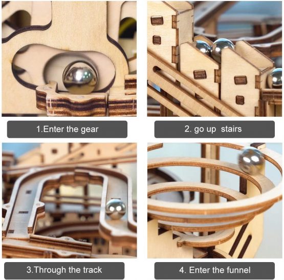 ROBOTIME Mable Run Wooden Model Kits for Adults 3D Puzzle Construction Building Craft Kits to Build for Teens - Image 4
