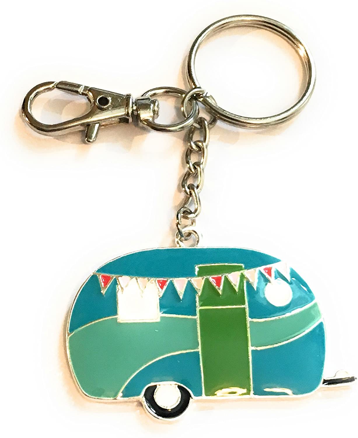 FizzyButton Gifts Turquoise Caravan Keyring Key Ring with Enamel Charm and Lobster Clasp