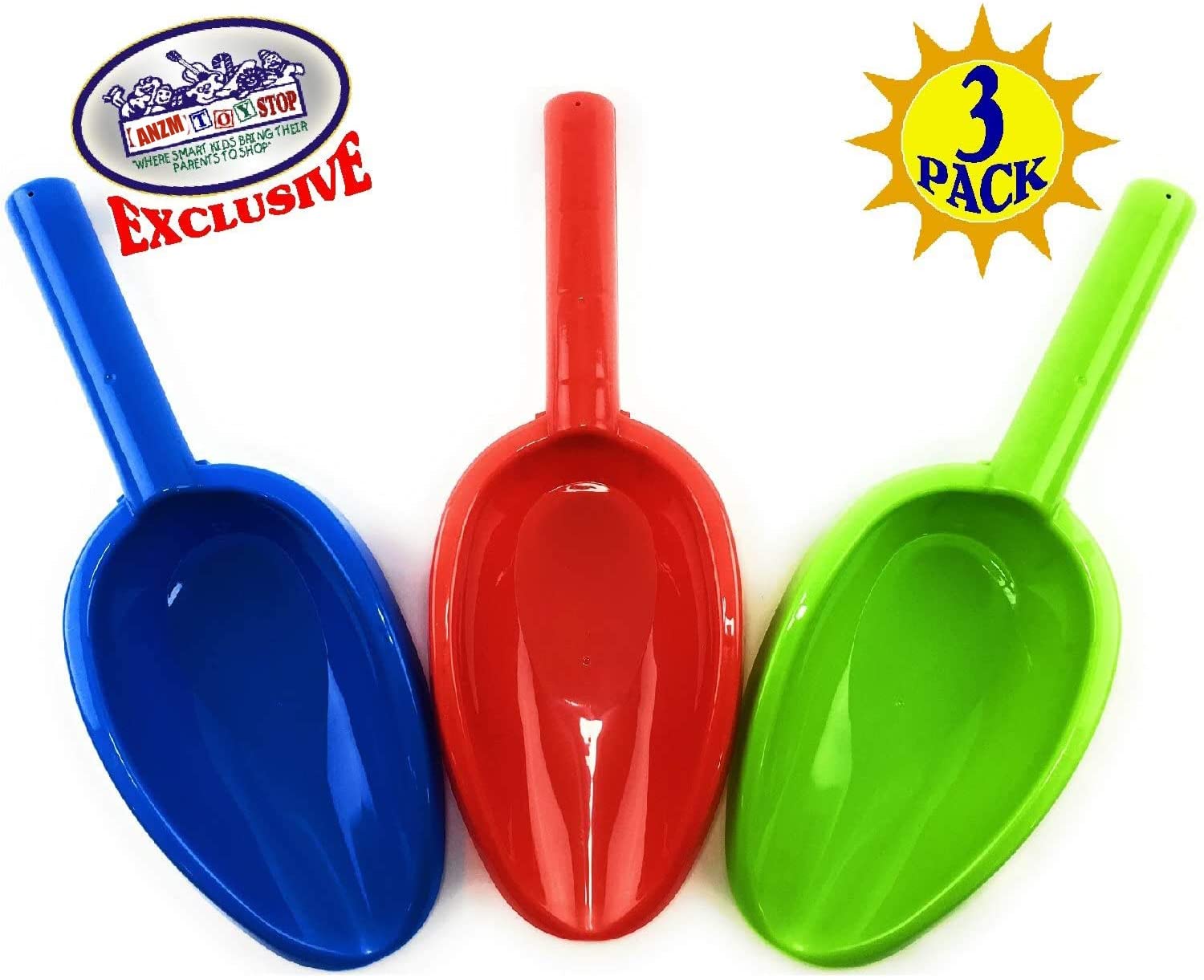 Large Beach Sand Snow Shovels Toys 35 CM Scooping Kit Heavy Duty Long Kids Gardening Tools Sandbox Equipment Sturdy Scoop Durable ABS Spade for Snow Beach Fun(Green&Blue&Red 3PCS Gift Set) - Image 4