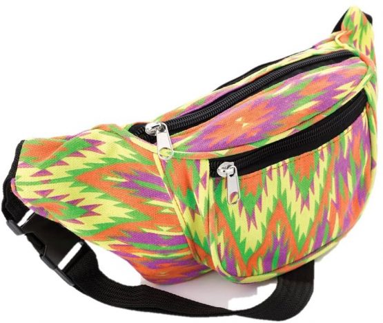 Multi Coloured Bright Abstract Print Fabric Bum Bag / Fanny Pack - Festivals /Club Wear/ Holiday Wear