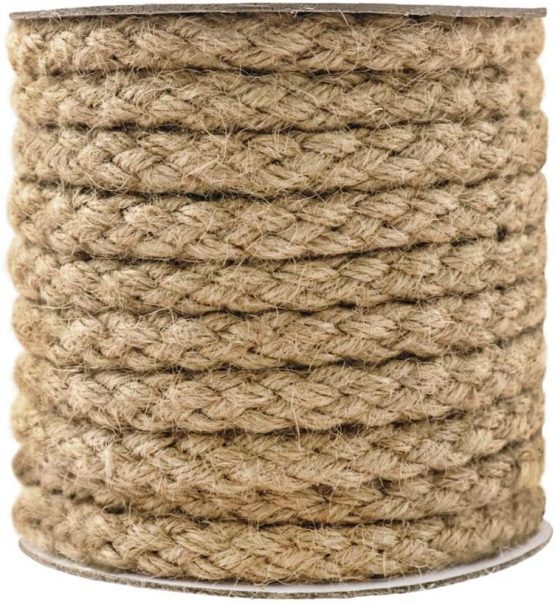 tenn well Braided Hemp Rope, 11mm Thick Jute Twine String for DIY Cat Scratch Post, Gardening Bundling Craft Decoration (Brown)