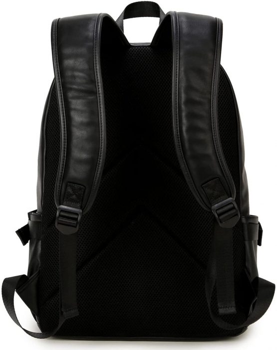 BAOSHA BP-20 Unisex PU Leather Causal Daypack Laptop Computer Bag 15.6 inch College School Backpack Shoulder Bags Outdoor Weekend Travel Rucksack: 32CM x 43CM x 12CM (Black) - Image 3