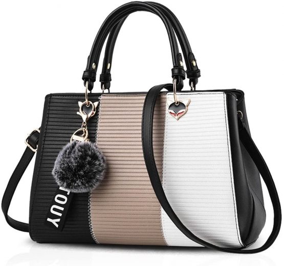 NICOLE&DORIS Women's Exquisite Shoulder Crossbody Messenger Tote Satchel PU Leather Handbags, Khaki, S