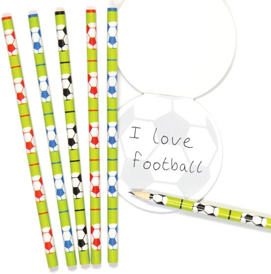 Baker Ross AC895 Football Pencils - Pack of 6, Ideal for Kids School Set, Homework, School Classwork, Party Bag Filler and Small Gifts - Image 3