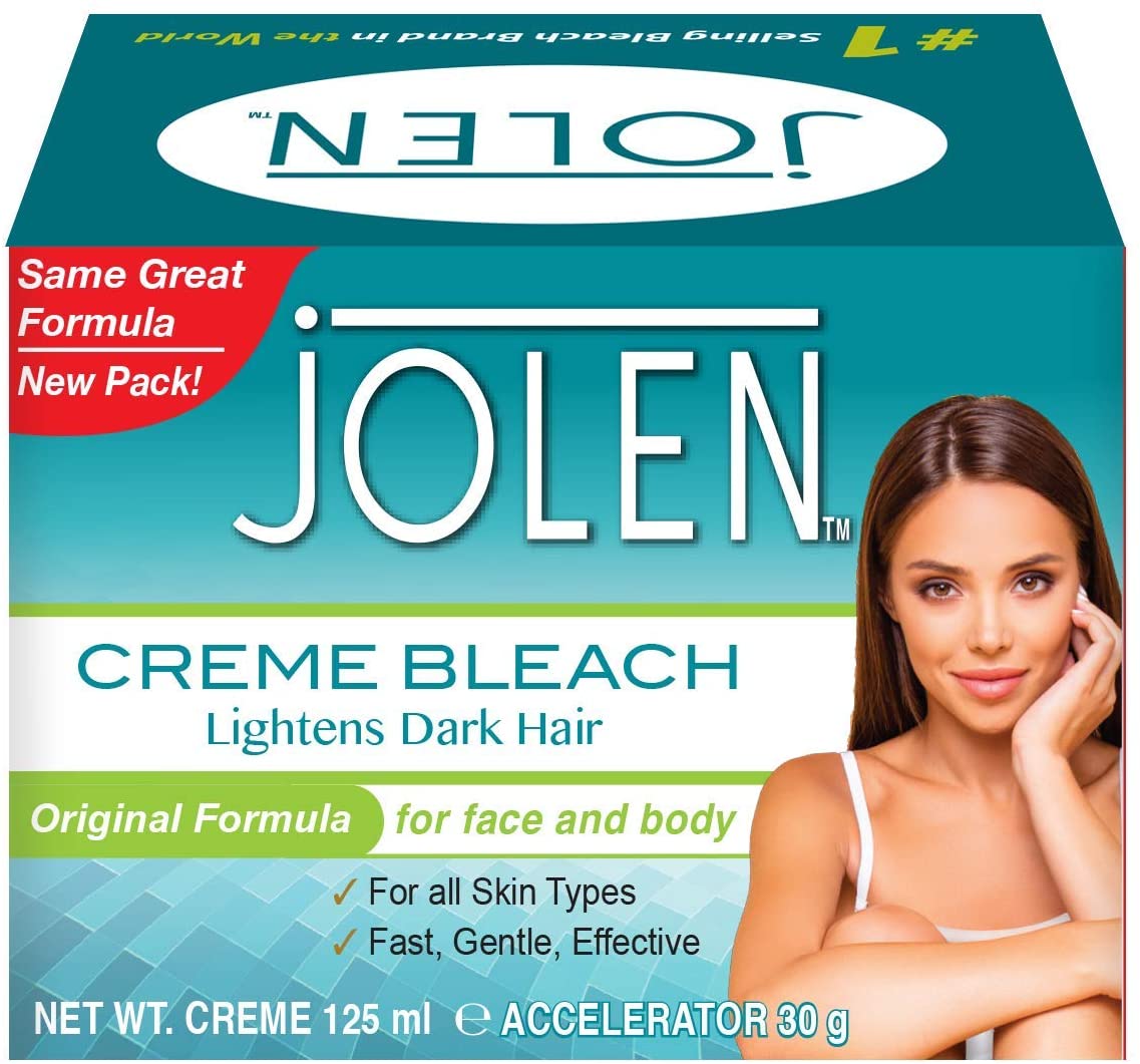 Jolen Crème Bleach Lightens Dark Hair. Original Formula for Face and Body Hair. 125ml, WHITE, 125 ml (Pack of 1)