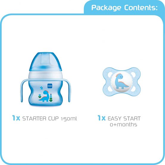 MAM Starter Cup and MAM Handles with 0+ Months Start Soother, Baby Cup for 4+ months, Baby Feeding, 1x 150 ml, Blue (Designs May Vary) - Image 3