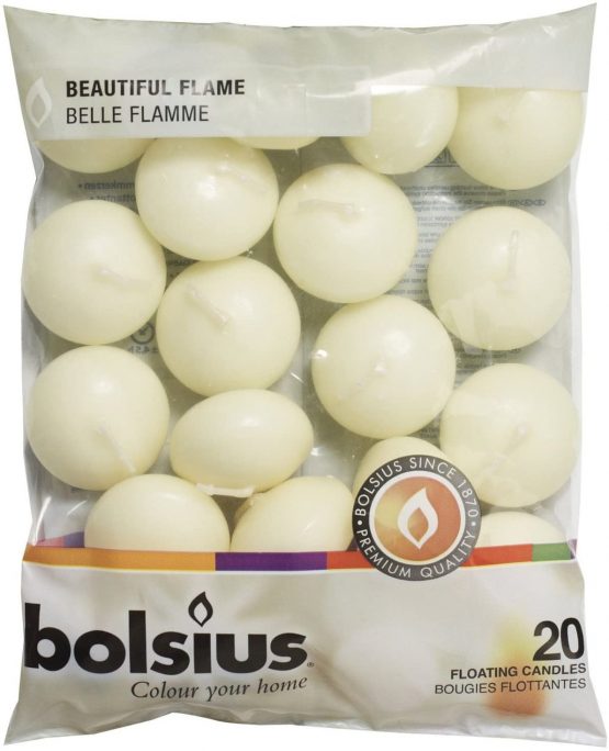 Bolsius Ivory Floating Candles in Bag Set of 20 and Inspirational Fridge Magnet