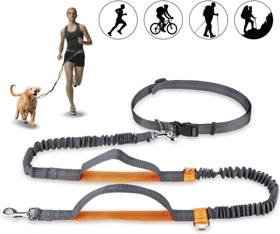 Mystery Hand Free Dog Lead, Dog Walking Belt Ajustable Dog Leash Waist Belt Pet Dog Leash Coupler Running and Jogging Lead Belt with Retractable Bungee, Reflective Stitching for up 110lbs Dogs